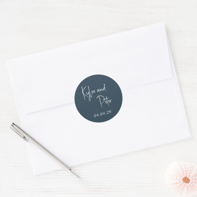 Adesivo Cinza Moderno Casamento Elegante Letra à Mão (Envelope)