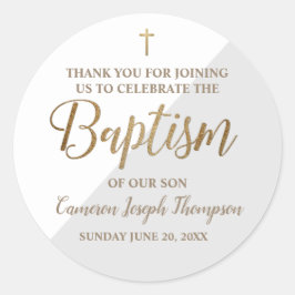 Adesivo Cinza personalizada Menino do batismo obrigado voc