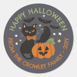 Adesivo Cinza Pumpkin Raven Feliz Dia das Bruxas