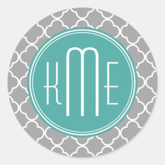 Adesivo Cinza Quatrefoil com Monograma de Casa Personaliza
