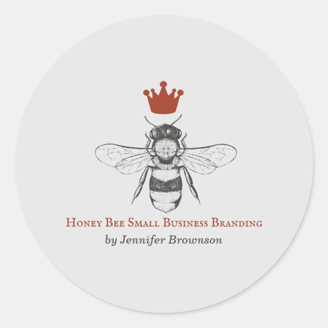 Adesivo Cinza Red Honeycomb Crown Queen Bee (Frente)