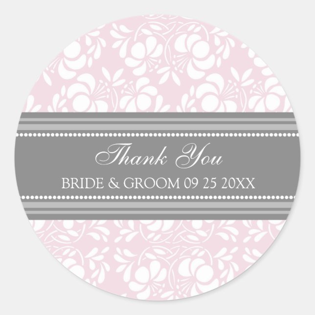 Adesivo Cinza Rosa Damasco Obrigado Marcar Favoritos De Ca (Frente)