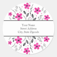 Cinza Rosa Quente Cinco Motif Floral Por Aquarela