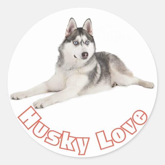 Adesivo Cinza Siberian Husky Black Puppy Dog Red Love (Frente)