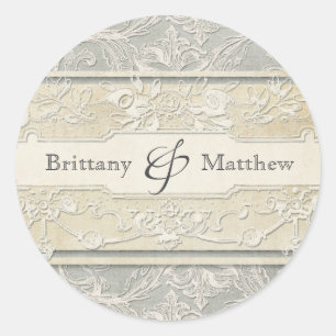 Adesivo Cinza Vintage Casamentos com rendas francesas