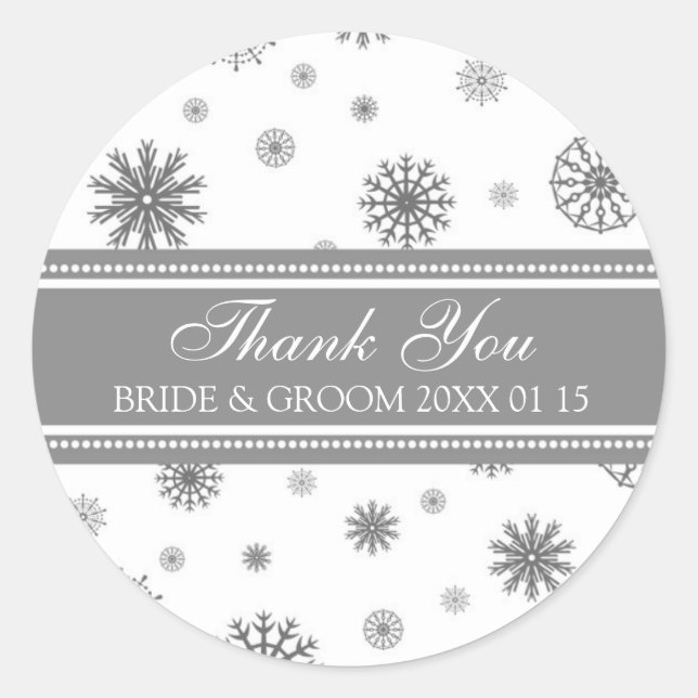 Adesivo Cinza White Obrigado Casamento no inverno Favorito (Frente)