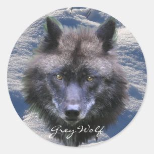 Adesivo CINZA WOLF HEAD & SNOW Wildlife Supporter Stickers
