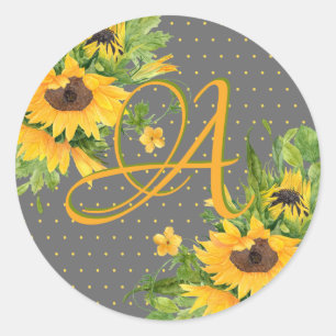 Adesivo Cinzas Amarelas De Girassóis Monogramas