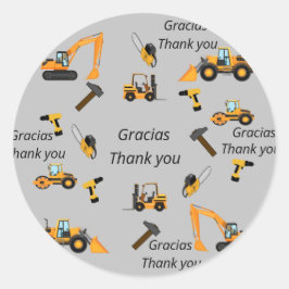 Adesivo Cinzas Construção temática festa de aniversário Bi