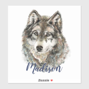 Adesivo Cinzas De Aquarela Wolf Wildlife Animal Art