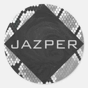 Adesivo Cinzas de nádegas, brancas e monogramas pretos