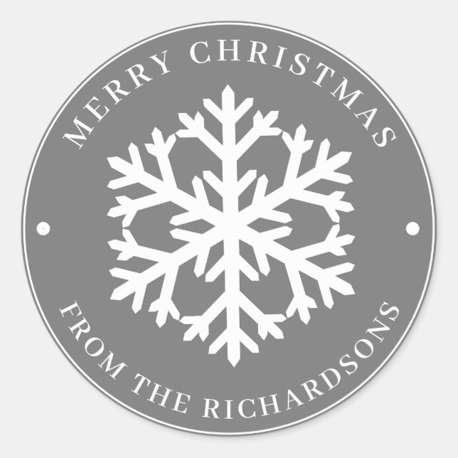 Adesivo Cinzas de Natal Feliz, Floco de Neve Branco (Frente)