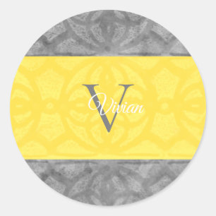 Adesivo Cinzas e Monograma Amarelo iluminante