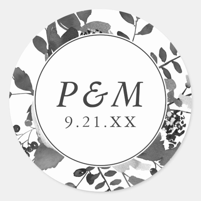 Adesivo Cinzas e White Floral Salvem a Data Casamento (Frente)