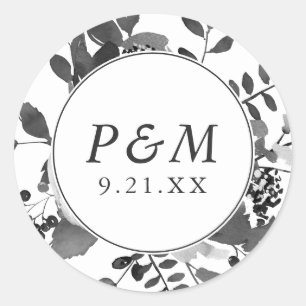 Adesivo Cinzas e White Floral Salvem a Data Casamento