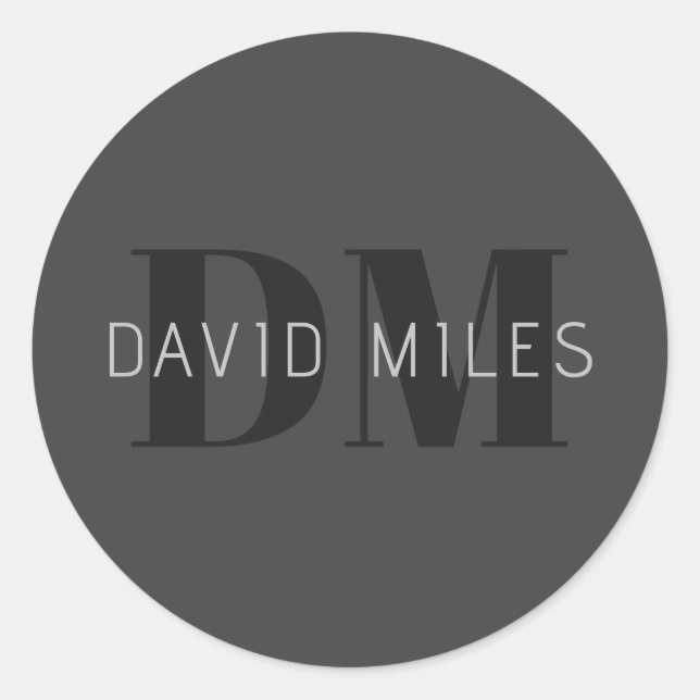 Adesivo Cinzas Escuras Modernas e Nome Editável Preto e Mo (Frente)