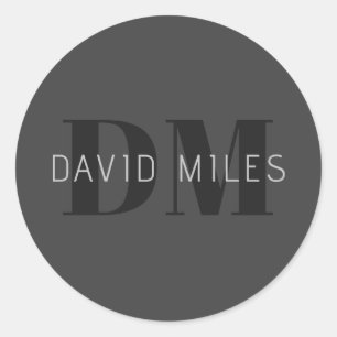 Adesivo Cinzas Escuras Modernas e Nome Editável Preto e Mo