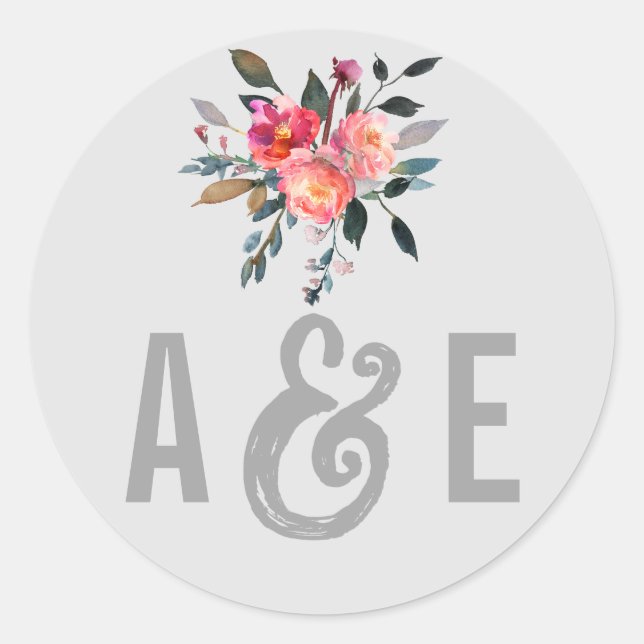 Adesivo Cinzas modernas | Flower Wedding Envelope Seals (Frente)