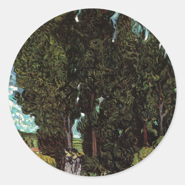 Adesivo Ciprestes com figuras femininas de Vincent van Gog (Frente)