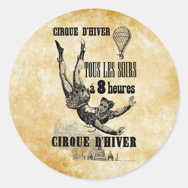 Adesivo Circo francês Acrobat voando trapeze Vintage Art (Frente)