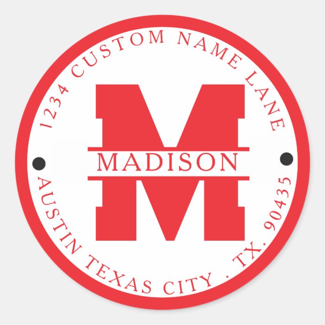 Adesivo Circular address labels,monogram address labels (Frente)