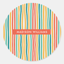 Adesivo circular clássico das linhas coloridas