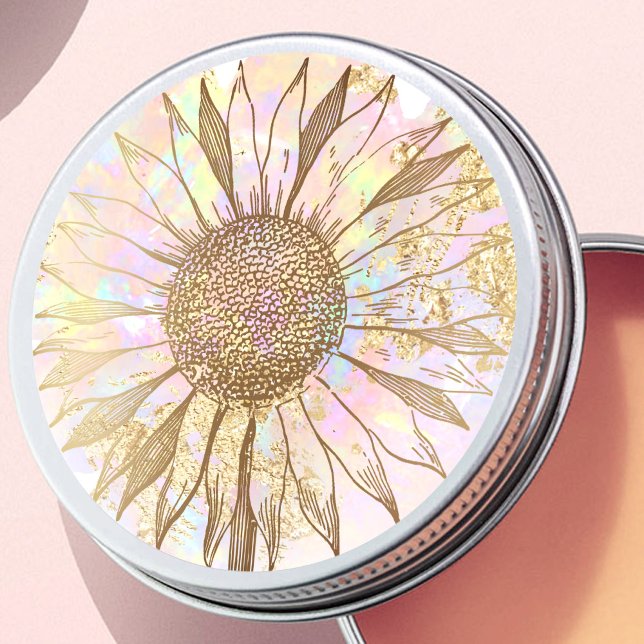 adesivo circular clássico de design de girassol (Criador carregado)