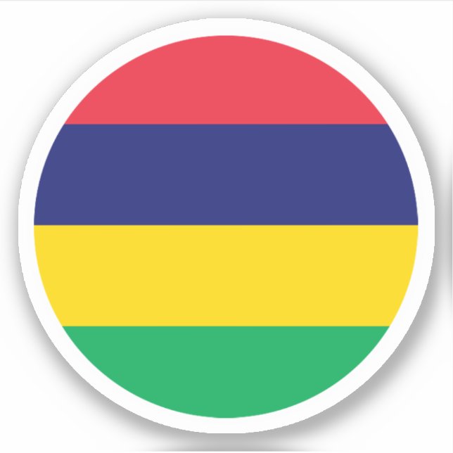 Adesivo Circular da Bandeira de Maurícias (Frente)