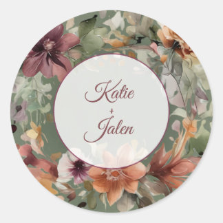 Adesivo Circular de Nome Floral Personalizado Mal-