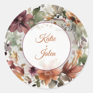 Adesivo Circular de Nome Floral Personalizado Mal-
