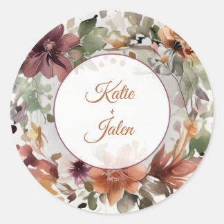 Adesivo Circular de Nome Floral Personalizado Mal-