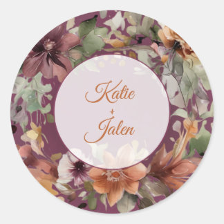 Adesivo Circular de Nome Floral Personalizado Mal-