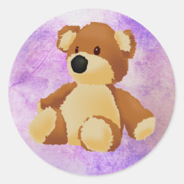 Adesivo Circular de Urso de Pelúcia