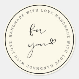 Adesivo Circular Feito à Mão Com Amor 
