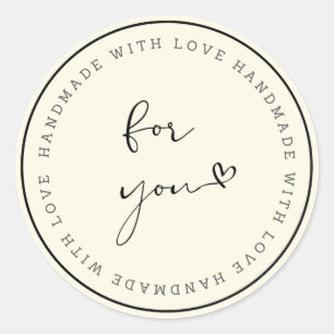 Adesivo Circular Feito à Mão Com Amor 