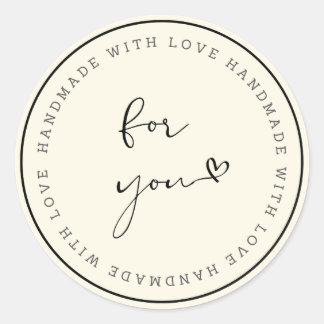 Adesivo Circular Feito à Mão Com Amor