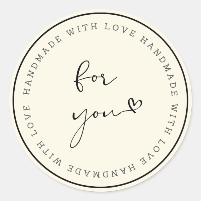 Adesivo Circular Feito à Mão Com Amor  (Frente)