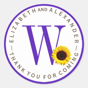 Adesivo Circular Monograma Personalizada Girassol Obrigado