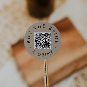 Adesivo Circular QR Code Chic Kraft Falso Comprar Um Drink