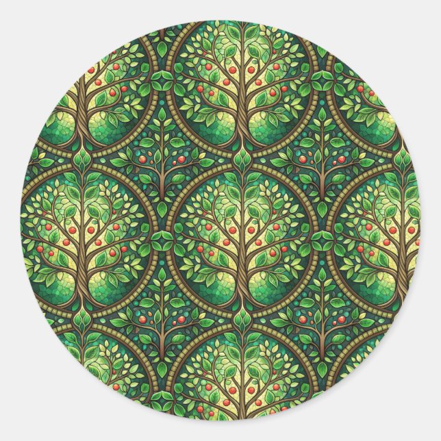 Adesivo Circular sticker design featuring a repeating  (Frente)