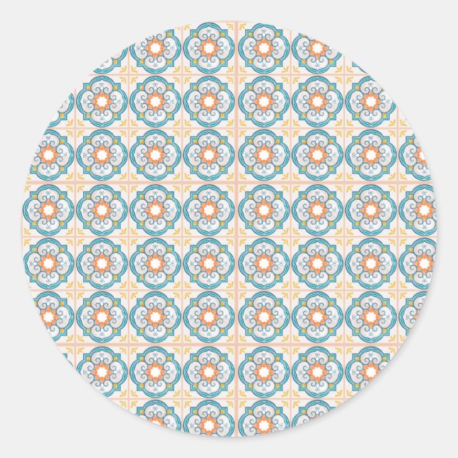 Adesivo Circular tile design featuring intricate floral  (Frente)
