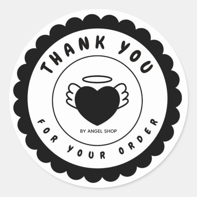 Adesivo Círculo Anjo do Coração Negro Personalizar (Frente)