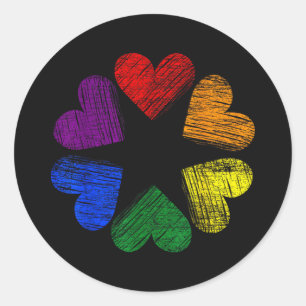 Adesivo Círculo Arco-íris de Corações Amor Orgulho Gay LGB
