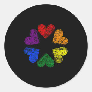 Adesivo Círculo Arco-íris De Corações Amor Orgulho Gay Lgb