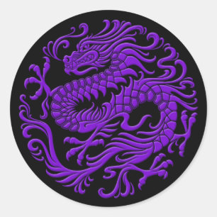 Adesivo Círculo chinês roxo e preto tradicional do drag