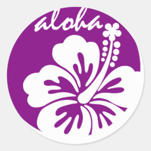 Adesivo Círculo da flor do roxo aloha