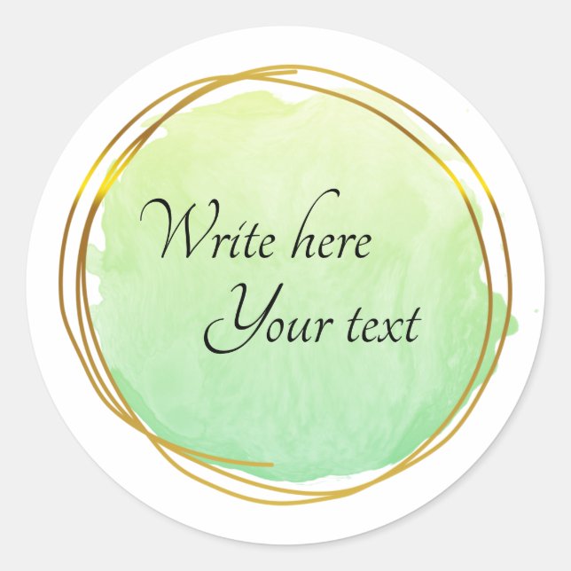 Adesivo Círculo de Aquarela de Lima Verde Dourado Elegante (Frente)