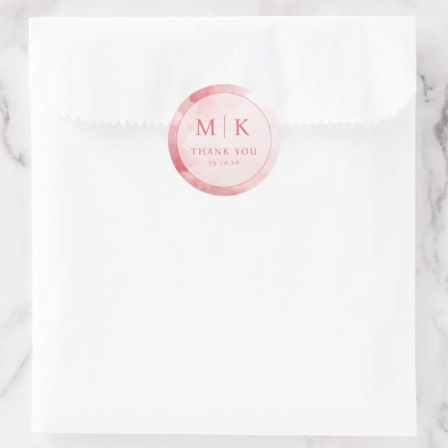 Adesivo Círculo de Aquarela Rosa Elegante (Bolsa)