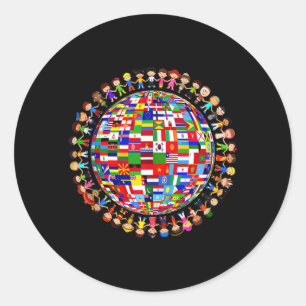 Adesivo Círculo de Bandeiras Nacionais Paz Mundial Interna