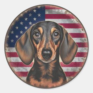Adesivo Círculo de Dachshund no Dia da Independência em 4